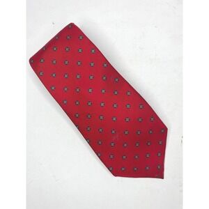 HABAND Silk Neck Tie Mens Red Small‎ Floral Medallion Pattern Classic USA
